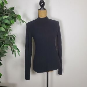 INC International Concepts Mock-Neck Ribbed Black Sweater Size Small